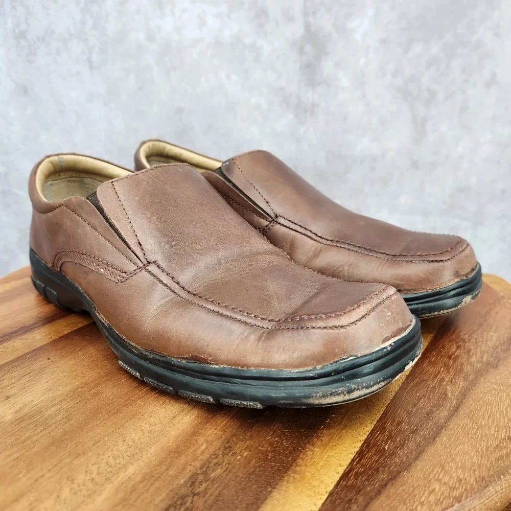 Hush Puppies Loafers‎ Mens 9 Brown Leather Low Top Slip On Casual Shoes